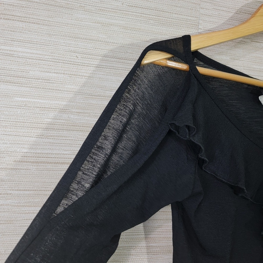 JNT Apparel Women's M Black Ruffle Bell Sleeve Top Gothic Witchy Boho USA Made - Picture 8 of 10